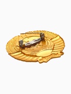 Значок «Герб СССР» серп и молот, красно-голубой в золоте - Фото 3