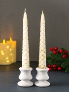 Набор свечей новогодних «Ель», 1.9×1.9×20 см, 2 шт., белый с золотом - Фото 3