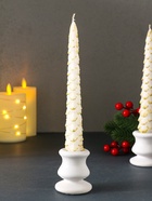Набор свечей новогодних «Ель», 1.9×1.9×20 см, 2 шт., белый с золотом - фото 53414714