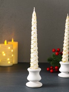 Набор свечей новогодних «Ель», 1.9×1.9×20 см, 2 шт., белый с золотом 10877584