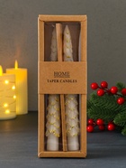 Набор свечей новогодних «Ель», 1.9×1.9×20 см, 2 шт., белый с золотом - Фото 6