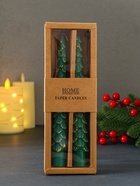 Набор свечей новогодних «Ель», 1.9×1.9×20 см, 2 шт., морская волна с золотом - Фото 6