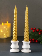Набор свечей новогодних «Ель», 1.9×1.9×20 см, 2 шт., золото - Фото 3