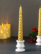 Набор свечей новогодних «Ель», 1.9×1.9×20 см, 2 шт., золото - фото 53414716