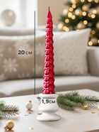Набор свечей новогодних «Ель», 1.9×1.9×20 см, 2 шт., красный металлик - Фото 2