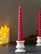 Набор свечей новогодних «Ель», 1.9×1.9×20 см, 2 шт., красный металлик - Фото 5