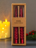 Набор свечей новогодних «Ель», 1.9×1.9×20 см, 2 шт., красный металлик - Фото 6