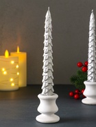 Набор свечей новогодних «Ель», 1.9×1.9×20 см, 2 шт., серебро - Фото 4