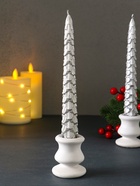 Набор свечей новогодних «Ель», 1.9×1.9×20 см, 2 шт., серебро - Фото 5