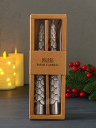 Набор свечей новогодних «Ель», 1.9×1.9×20 см, 2 шт., серебро - фото 58037016