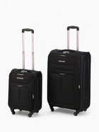 Чемодан на колёсах Royalbag большой 104 л (L), на молнии, с увеличением, кодовый замок, 4 колеса, чёрный - Фото 13