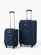 Чемодан на колёсах Royalbag большой 104 л (L), на молнии, с увеличением, кодовый замок, 4 колеса, синий - Фото 13