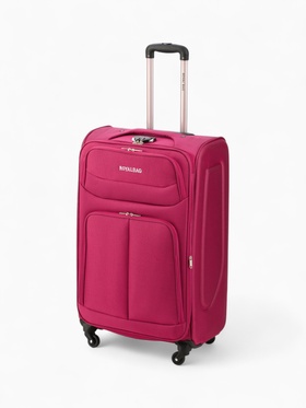 Чемодан на колёсах Royalbag большой 104 л (L), на молнии, с увеличением, кодовый замок, 4 колеса, розовый