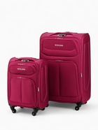 Чемодан на колёсах Royalbag большой 104 л (L), на молнии, с увеличением, кодовый замок, 4 колеса, розовый - Фото 14