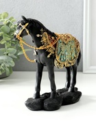 Фигурка полистоун «Конь императора», чёрный, цветная попона, 16×6×16.3 см, МИКС - фото 54002065