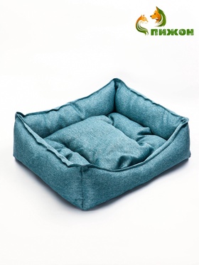 Лежанка для кошек и собак, 65×55×15 см, мебельная ткань, голубая