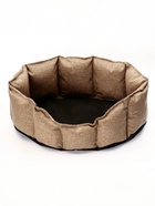 Лежанка для кошек и собак, 65×50×20 см, рогожка, искусственный мех, коричневая - Фото 4