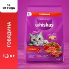 Сухой корм Whiskas для кошек, подушечки, паштет с говядиной,1,3 кг 10900082 - фото 59385