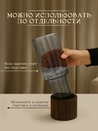 Ваза для цветов с деревянной подставкой из темного стекла, 25.5×10 см, 1.25 литра - Фото 2