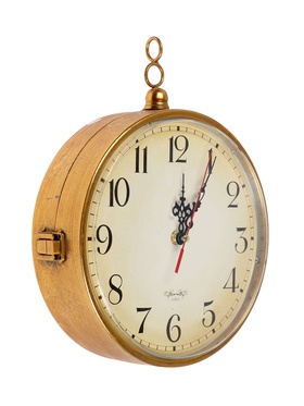 {{photo.Alt || photo.Description || 'УЦЕНКА Часы настенные интерьерные «Финетти», двусторонние, на подвесе, 28×29.5 см, d=21.5 см, золотистые'}}