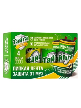 Тайга липкая лента защита от мух в коробочке 4 ед. (комплект 2 шт)