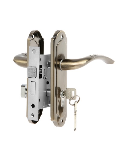 Замок врезной LOCKLAND RD001, с ручкой, 3 ключа, цвет бронза