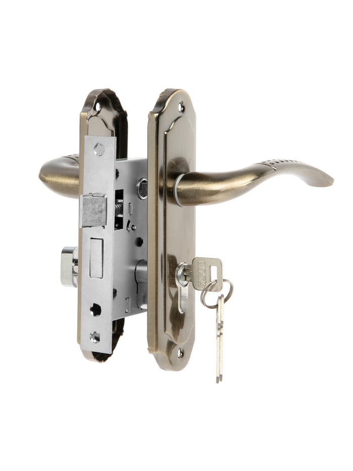 Замок врезной LOCKLAND RD001, с ручкой, 3 ключа, цвет бронза - Фото 1