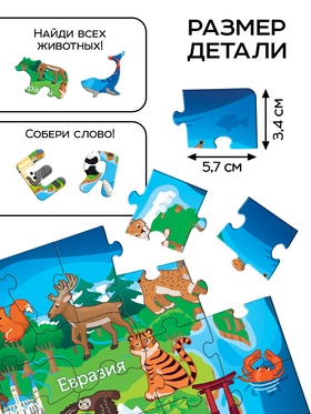 Пазлы фигурные «Карта мира», 121 деталь