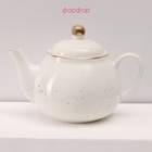 УЦЕНКА Сервиз чайный Доляна «Млечный путь», 15 предметов: 6 чашек 220 мл, 6 блюдец d=13.5 см, молочник 300 мл, сахарница 350 мл, чайник 1 л, фарфор, белый - Фото 2