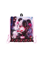 Мешок для обуви deVENTE на шнурке, с сеткой, принтом, размер 47×1×40 см, чёрный/розовый - Фото 2