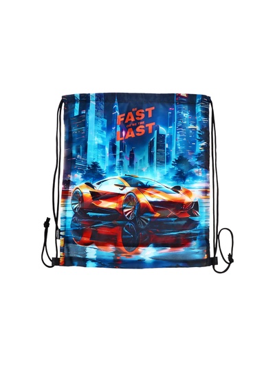 Мешок для обуви deVENTE на шнурке, с сеткой, принтом, размер 47×1×40 см, голубой/оранжевый