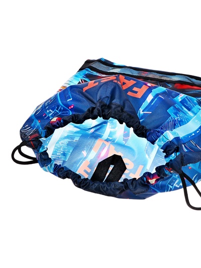 Мешок для обуви deVENTE на шнурке, с сеткой, принтом, размер 47×1×40 см, голубой/оранжевый