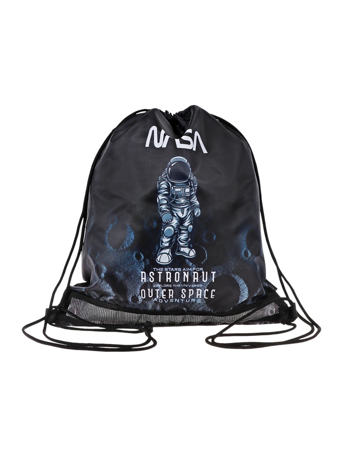 Мешок для обуви deVENTE на шнурке, с сеткой, принтом, размер 47×1×40 см, чёрный - Фото 1