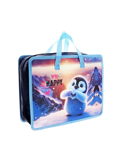 Папка с ручками А4, 100x260x335 мм, deVENTE "Happy Pinguin", пластик, ручки-текстиль, для девочки