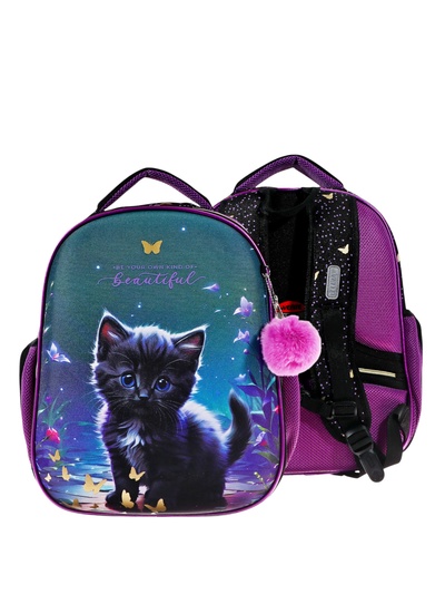 Рюкзак каркасный 38х29х17 см, deVENTE Choice Lite 17L Beautiful Cat, + брелок, для девочки