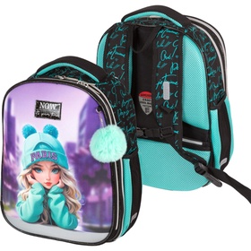Рюкзак каркасный 38х29х17 см, deVENTE Choice Lite 17L Paris Girl, + брелок, для девочки