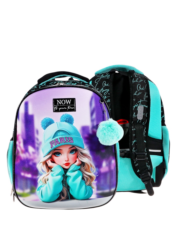 Рюкзак каркасный 38×29×17 см, deVENTE Choice Lite 17L Paris Girl, брелок, для девочки - Фото 1