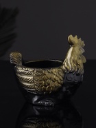 Фигурное кашпо для цветов «Курица», 64 мл, 10×9×6 см, гипс, цвет чёрное золото 10896114 - фото 319873236