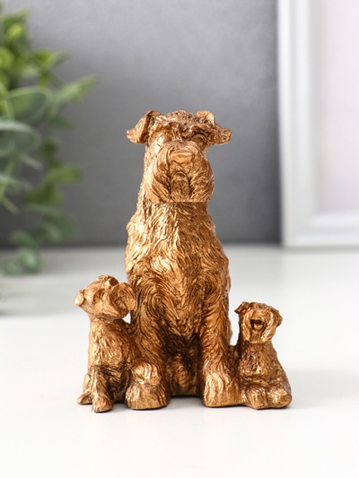 Фигурка гипс «Терьер с щенками», 10×7×7.5 см, под бронзу