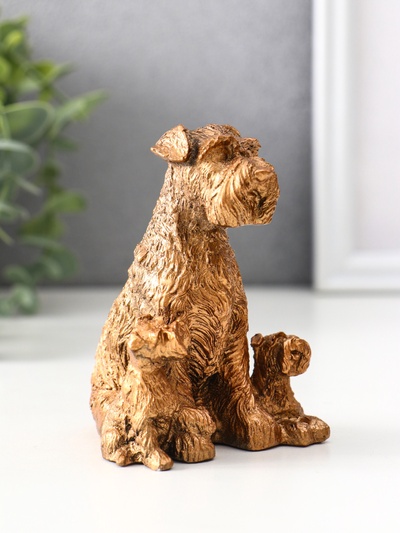 Фигурка гипс «Терьер с щенками», 10×7×7.5 см, под бронзу