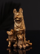 Фигурка гипс «Овчарка с щенками», 10×7 см, бронза - фото 809529068
