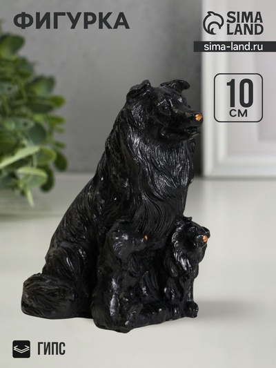 Фигурка гипс «Колли», 10×7 см, чёрный