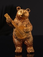 Фигурка гипс «Медведь с домрой», 11×6 см, бронза - фото 15834723