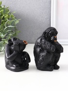 Набор фигурок «Обезьяны», 2 шт., 6.5×6.5×10 см, 6.5×5.5×7.5 см, чёрный - Фото 2