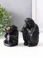 Набор фигурок «Обезьяны», 2 шт., 6.5×6.5×10 см, 6.5×5.5×7.5 см, чёрный - Фото 4