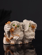 Фигурка гипс «Совы говорят по телефону», 8×12×7 см, серый - фото 47344708