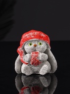 Фигура "Кролик  в шапке" 7 см, серый - фото 809034632