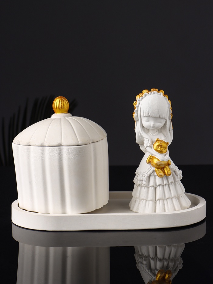 Набор: шкатулка для украшений, фигурка «Девочка», на подставке для мелочей, 12×20×10 см - Фото 1