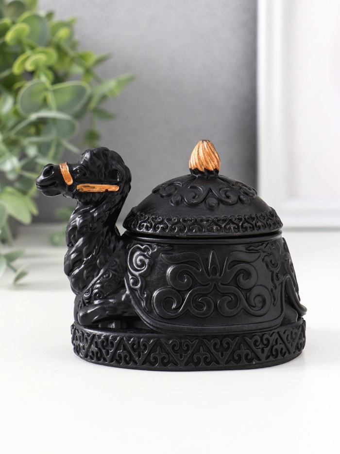Шкатулка для украшений «Верблюд», с крышкой, 8×10.5×7 см, чёрная - Фото 1