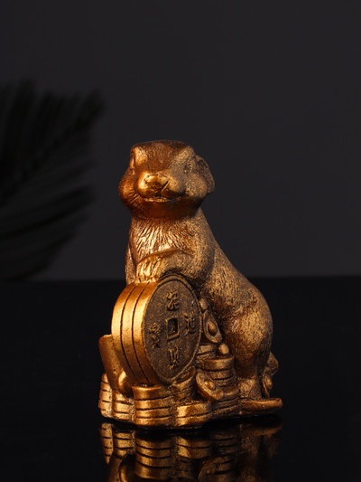 Набор: фигурка «Кролик фэншуй», подсвечник на 1 свечу, 12×20 см, гипс под бронзу